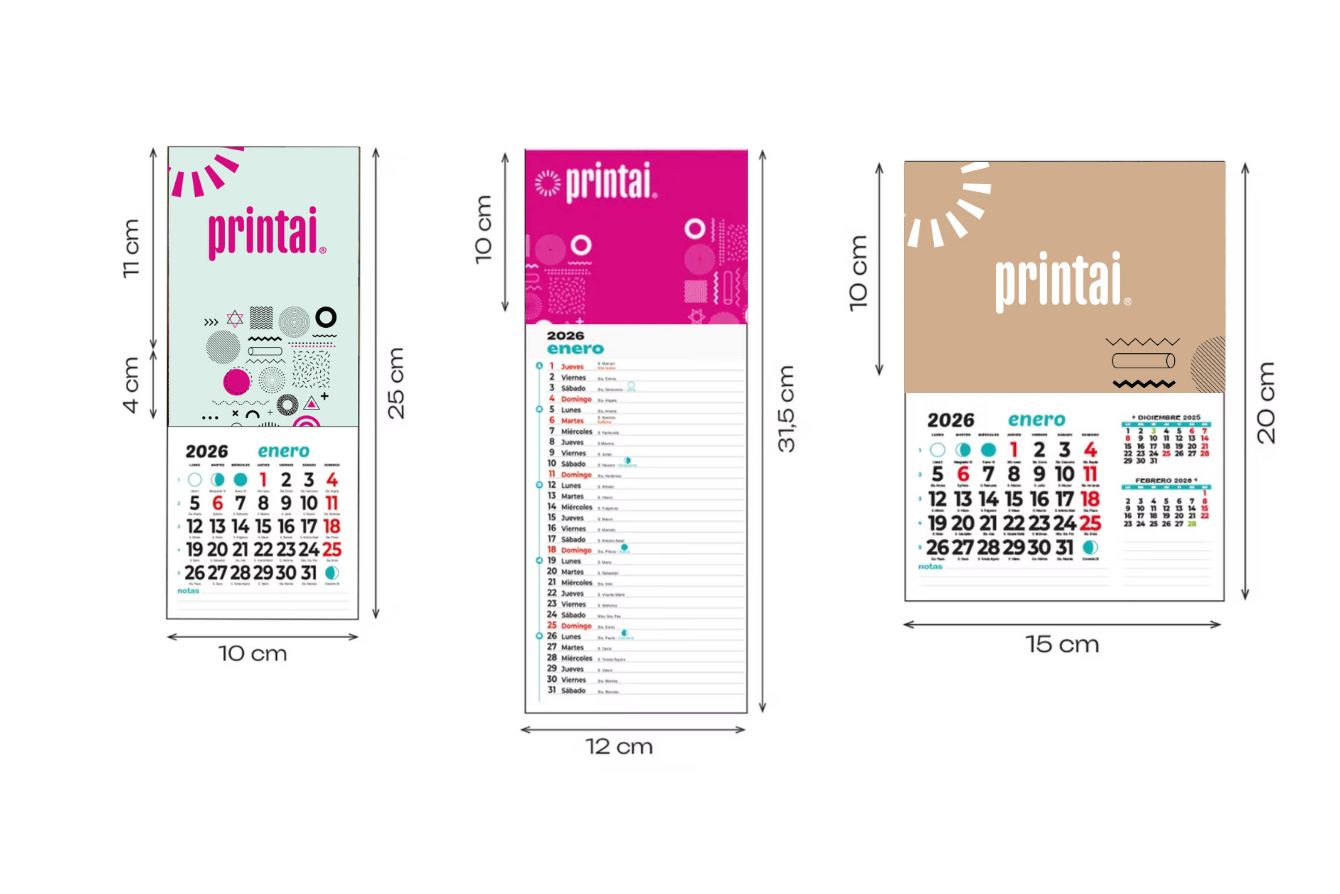 Calendário com ímã Calendarios de pared personalizados impreso en españa por tu imprenta online de confianza