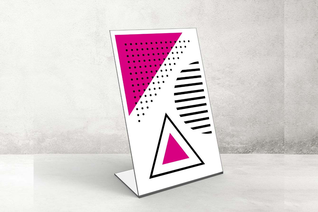 Display menu card cartas rígidas en L PVC