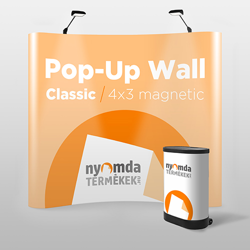 Sajtófal, pop-up háttérfal hordozó börönddel