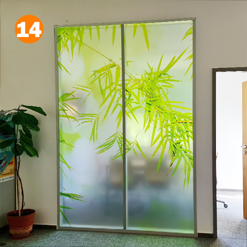 14 Homokfúvott, nyomtatott üvegdekoráció