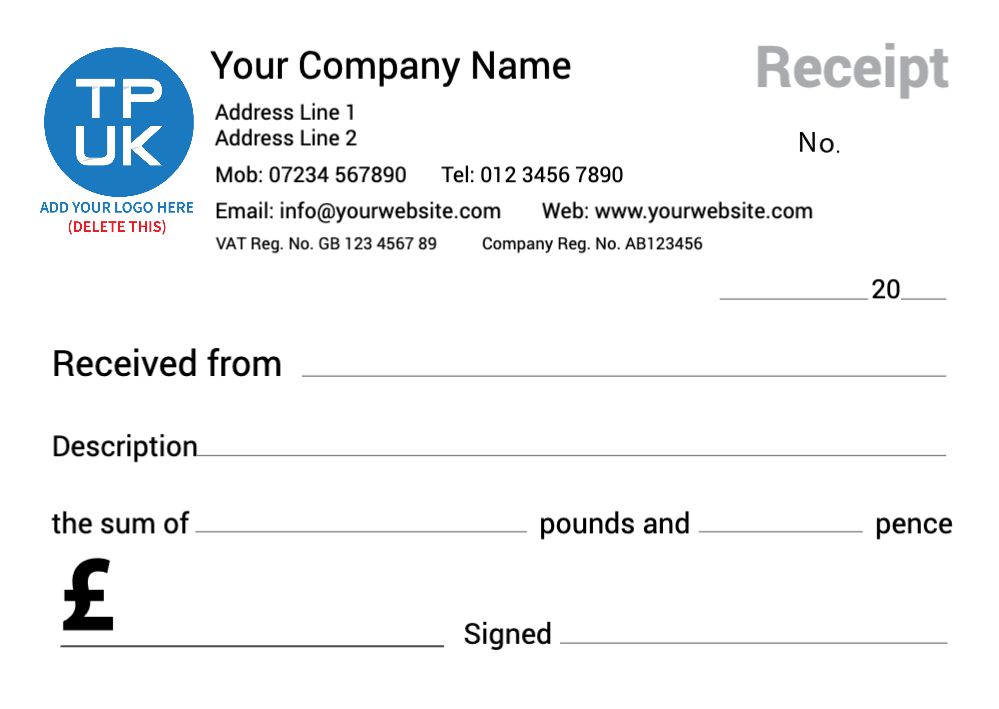 RECEIPT Templates for NCR printing | TradePrintingUK