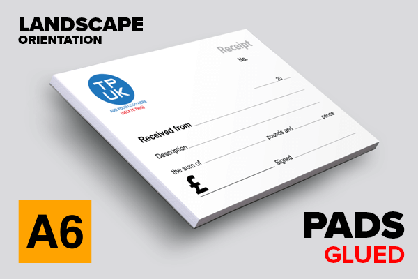 Receipt PADS Template — A6 Size Glued PADS