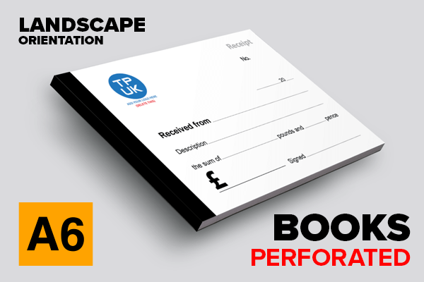 Receipt BOOKS Template — A6 SizePerforated & Stapled BOOKS