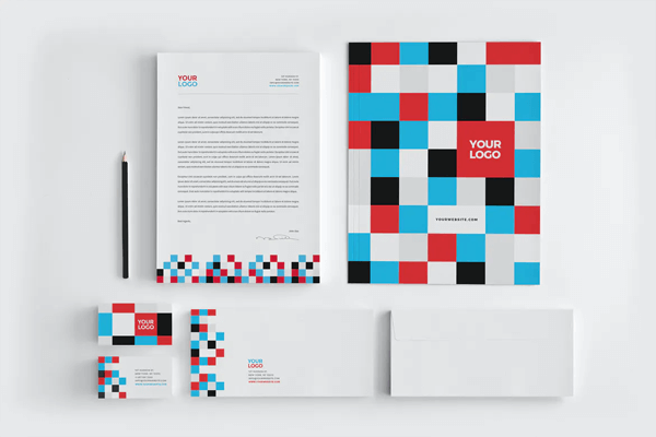 Business Card Template 09 — Square Pattern FRONT