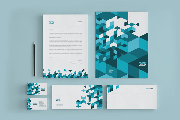 Letterhead Template 14 — Blue Pattern letterheaded A4 paper FRONT