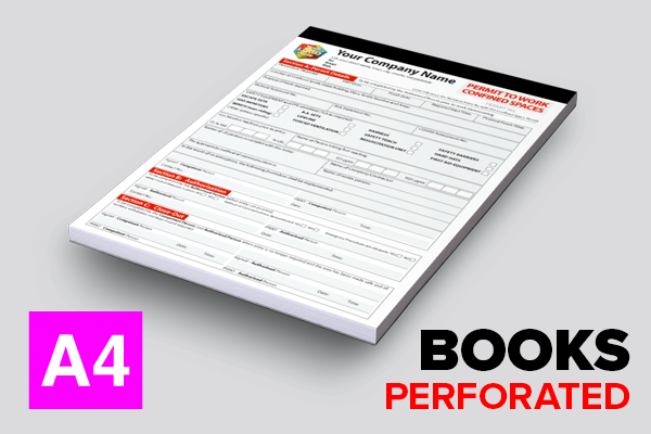 Permit to Work in Confined Spaces Template — A4 Perforated & Stapled BOOKS