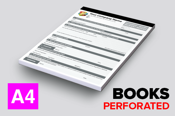 Incident Report Accident / Injury Form Template Perforated & Stapled BOOKS