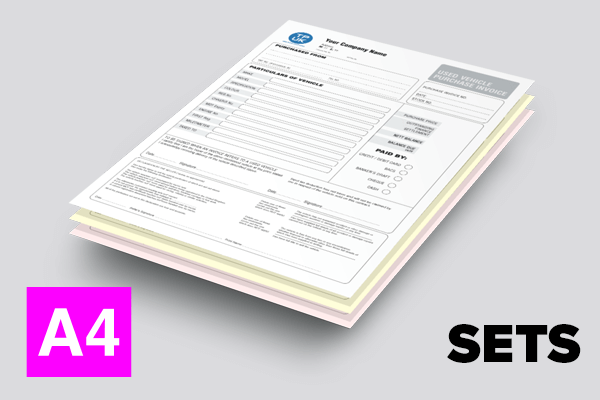 Used Cars Purchase Invoice — A4 Sets
