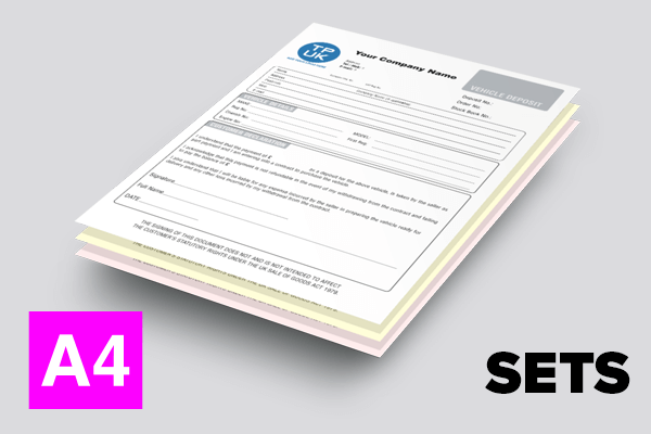 Used Vehicle Deposit Receipt  — A4 SETS