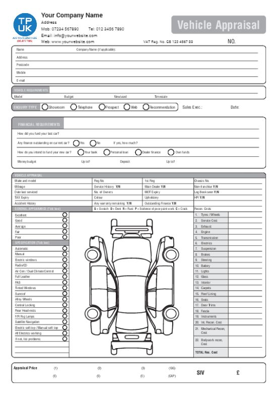 Used Car Vehicle Appraisal Template | Design online FREE
