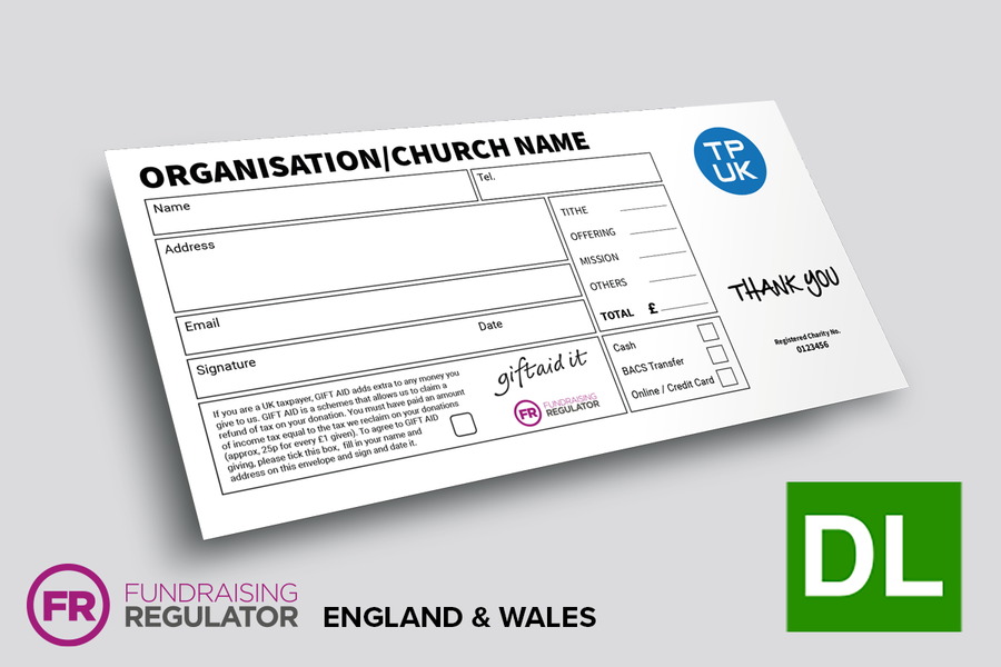 DL Envelopes — Giftaid Template (with Fundraising Regulator Logo) FRONT