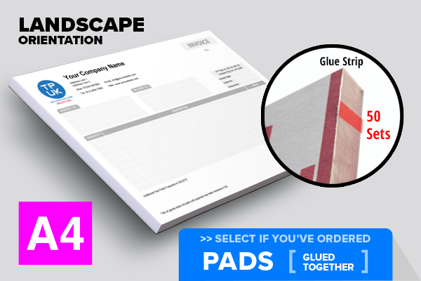 Invoice Template — A4 Landscape Glued PADS