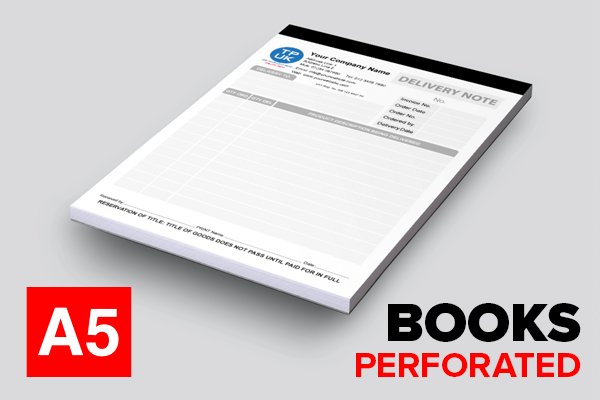 Delivery Note Template — A5 Perforated & Stapled BOOKS