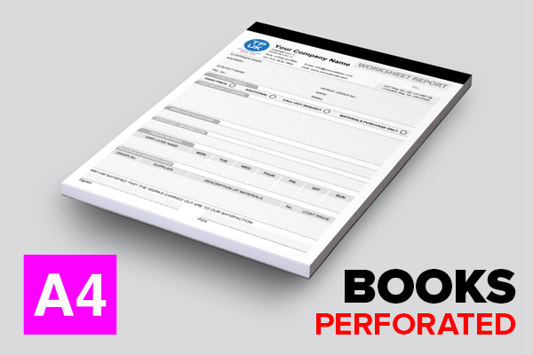 Work Sheet Reports — A4 Perforated & Stapled BOOKS