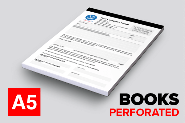Scaffolding Hand Over Certificate Template — A5 — Perforated & Stapled BOOKS