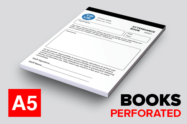 School Attendance Template — A5 Perforated & Stapled BOOKS