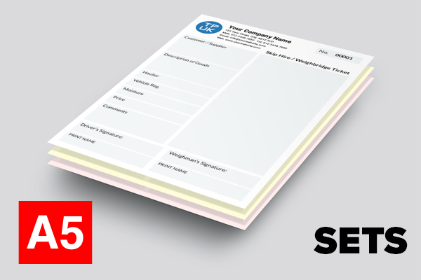 Weighbridge Ticket — Skip Hire — A5 Sets — Version 3