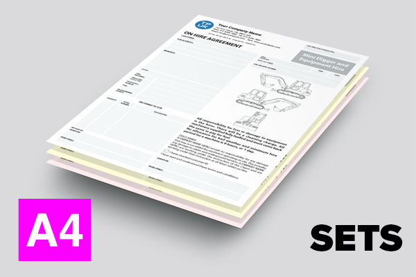 Mini Digger and Equipment Hire Agreement Template — A4 — SETS