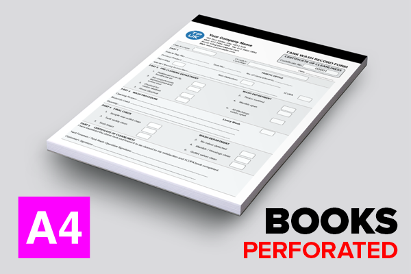 Tank Cleaning Certificate / Wash Docket Template — A4 — Perforated & Stapled BOOKS