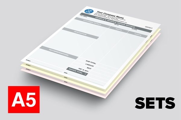 Car Mechanic Service Repair Invoice — A5 Sets
