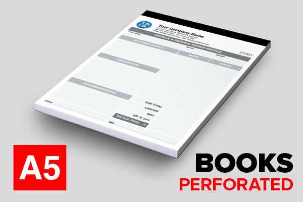Car Mechanic Service Repair Invoice — A5 Perforated & Stapled BOOKS