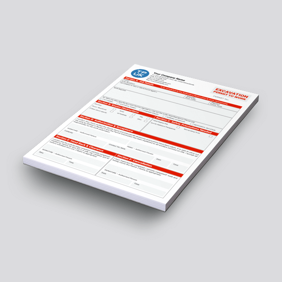 PERMIT TO WORK Excavation Template printed by TradePrintingUK – large image