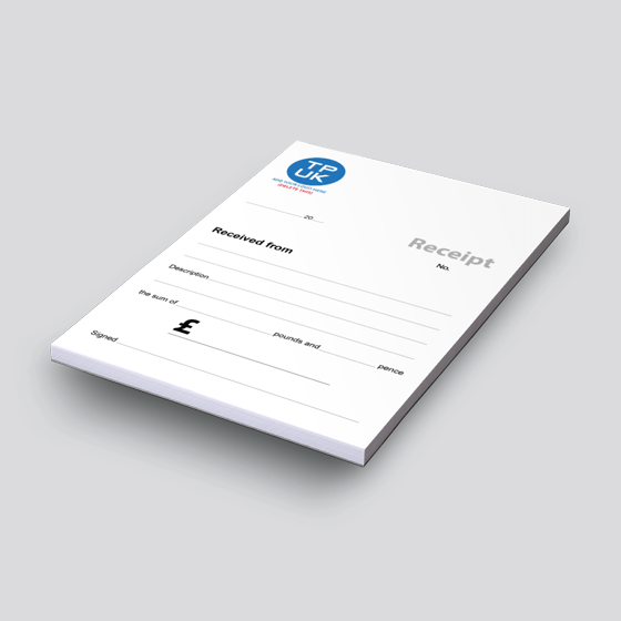 RECEIPT Template printed as Carbonless NCR Books by TradePrintingUK – small image