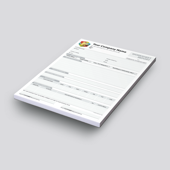 CONSTRUCTION WORKSHEET REPORT Template printed as Carbonless NCR Pads by TradePrintingUK – large image