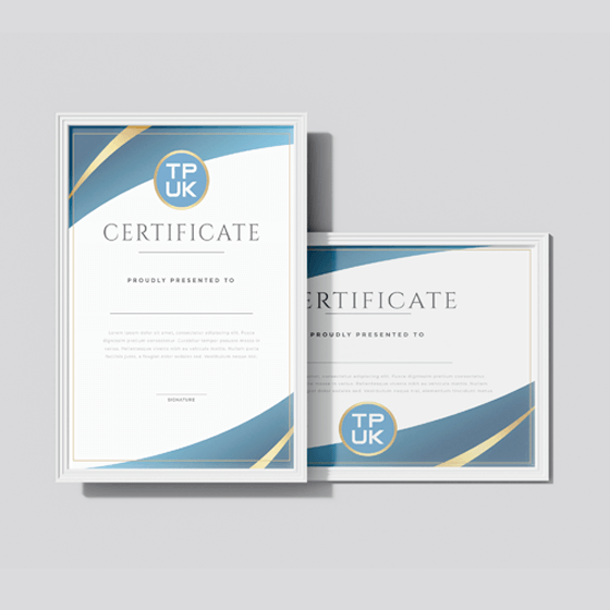 CERTIFICATE printing from a template by TradePrintingUK – small image