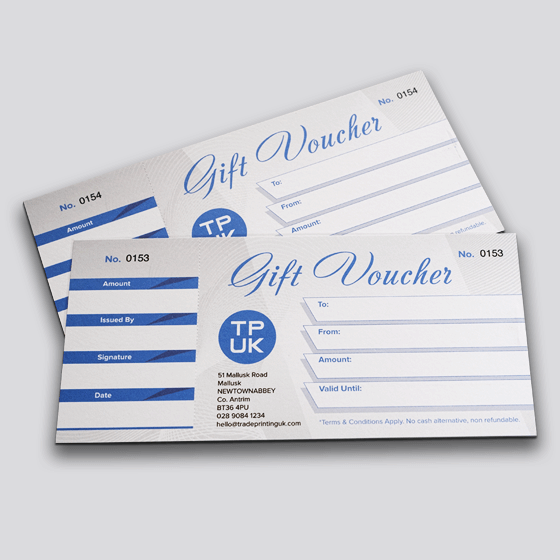 GIFT VOUCHER printing by TradePrintingUK – small image