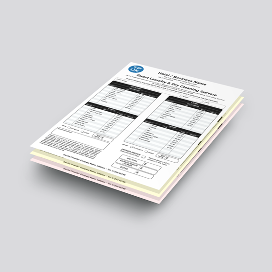 GUEST LAUNDRY LIST Template printed by TradePrintingUK – small image