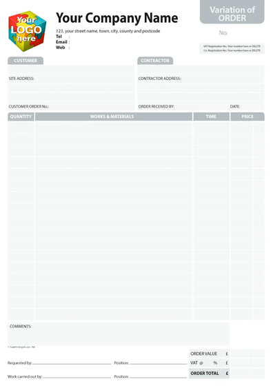 Variation of Order Form Template by TradePrintingUK for NCR Print