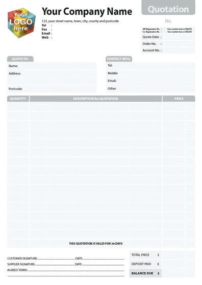Quotation Form template by TradePrintingUK for NCR print - small image
