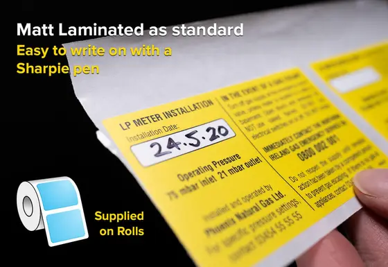 Custom Printed Boiler Labels - Matt finish as standard