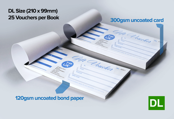 Gift Voucher Printing on paper or uncoated card by TradePrintingUK