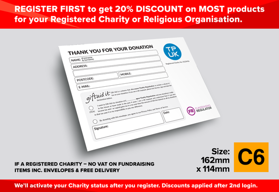Charity Gift-Aid C6 Envelopes printed version 1 image