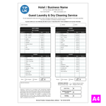 Guest Laundry List A4 Template for Drycleaning
