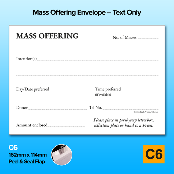 Mass Offering Envelopes - C6 – Text Only