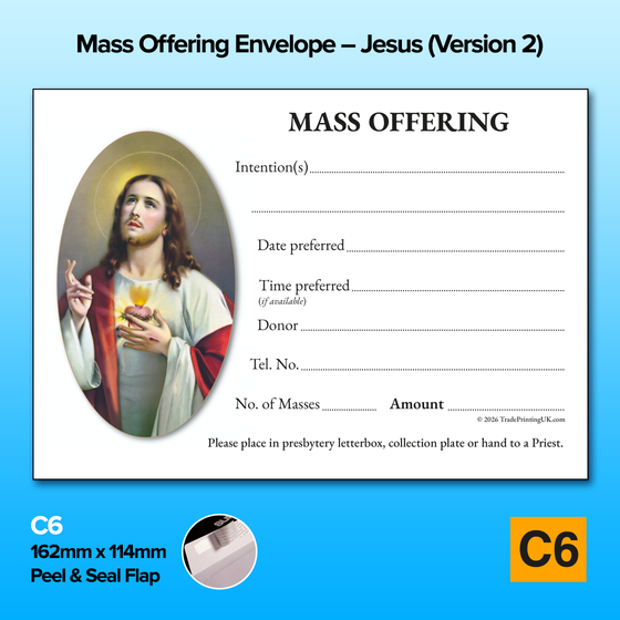Mass Offering Envelopes - C6 – Jesus (Version 2)