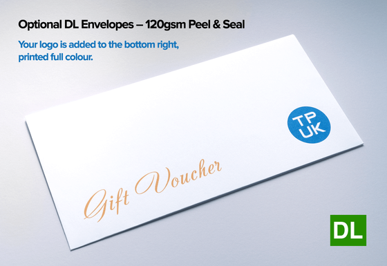 Optional Printed Logo Envelopes for your Custom Printed Gift Vouchers