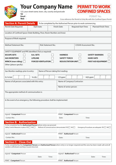Permit to Work in Confined Spaces