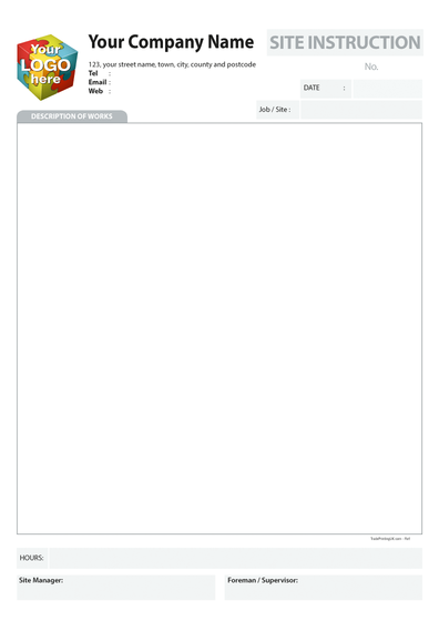 Construction Site Instruction Template by TradePrintingUK for NCR Print - small image