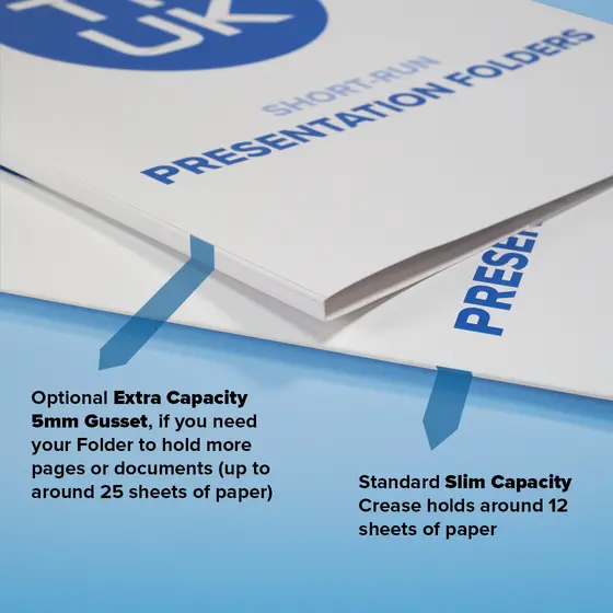 Printed Folders 5mm Gusset Option on A4 version