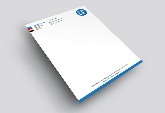 Letterheads on 120gsm Premium White Bond paper printed by TradePrintingUK