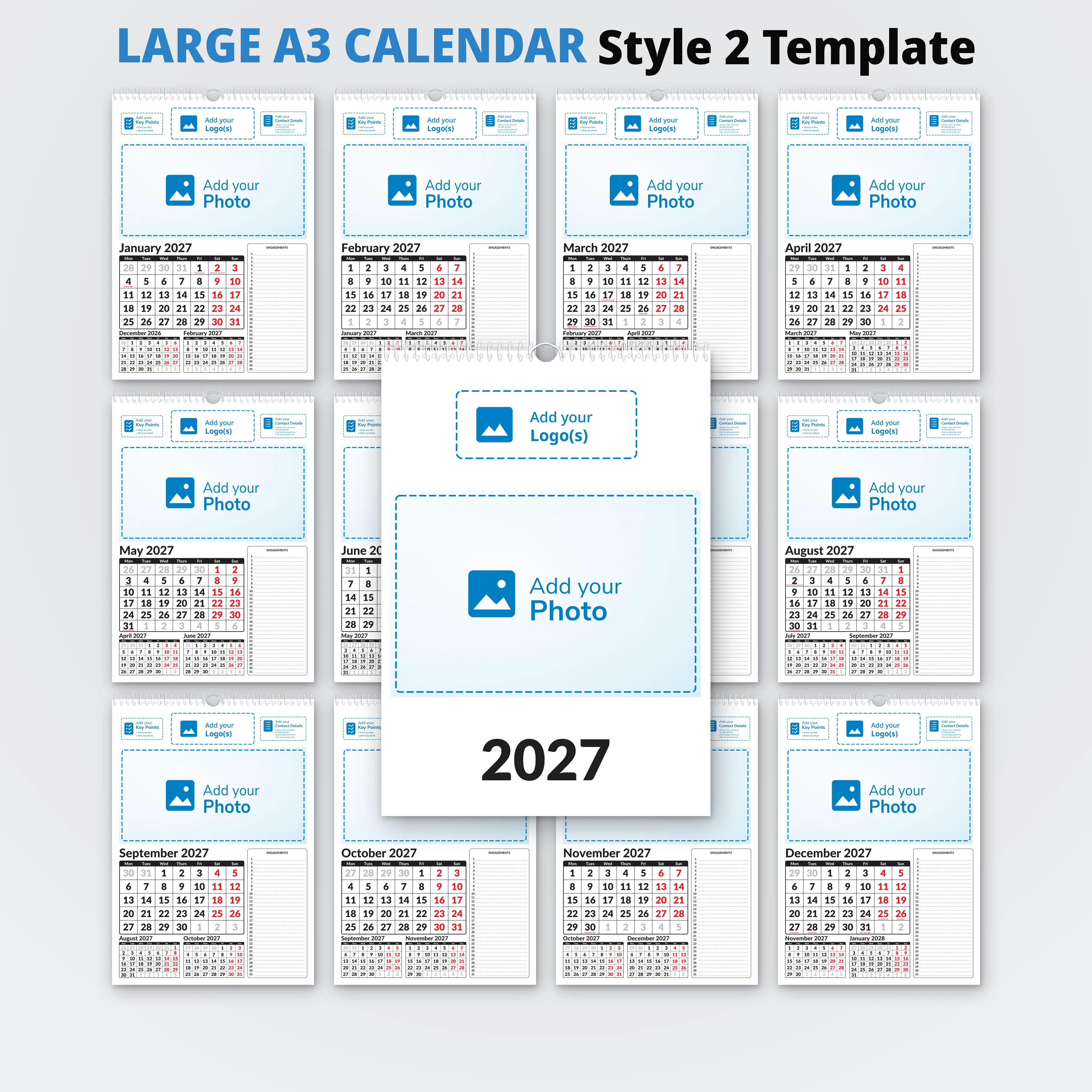 <b>A3</b> — LARGE Calendar — Style 2