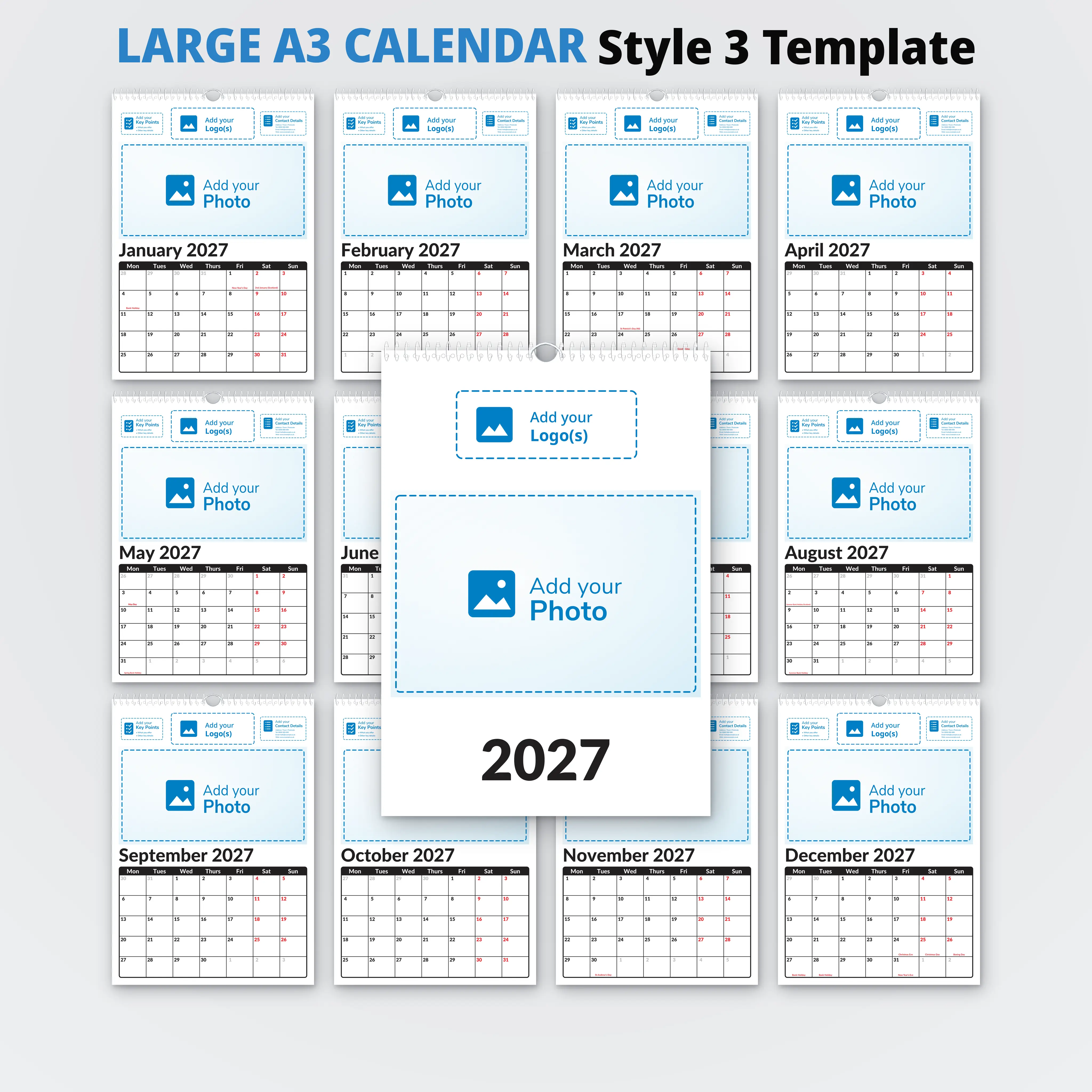 <b>A3</b> — LARGE Calendar — Style 3
