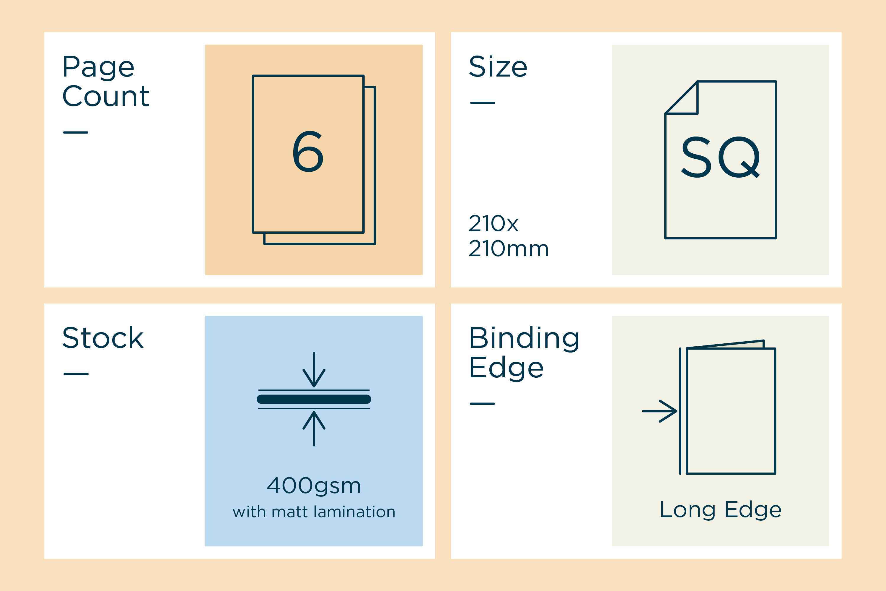 210X210 6 Page 400gsm Matt Laminate